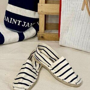 Women's Espadrille Striped Braided Flat Slip On sz 39 (8/5 USA).